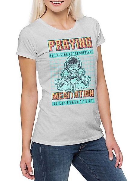 Urban Backwoods Print-Shirt Praying Versus Meditation Damen T-Shirt Astrona günstig online kaufen
