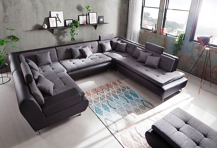 Trends by HG Wohnlandschaft "Lounge U-Form", mit Kopfstützen und Metallfuß, günstig online kaufen