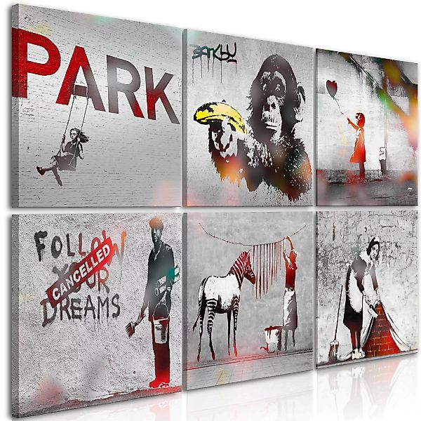 Wandbild - Banksy Collage (6 Parts) günstig online kaufen