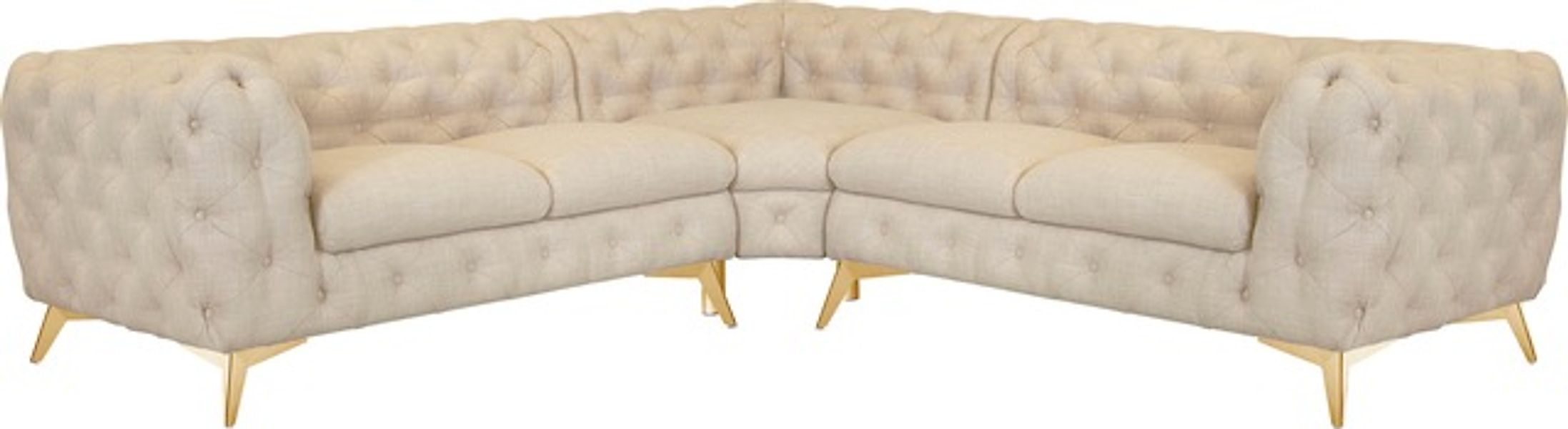 Leonique Chesterfield-Sofa »Ecksofa GLYNIS L-Form mit Wellenunterfederung, günstig online kaufen