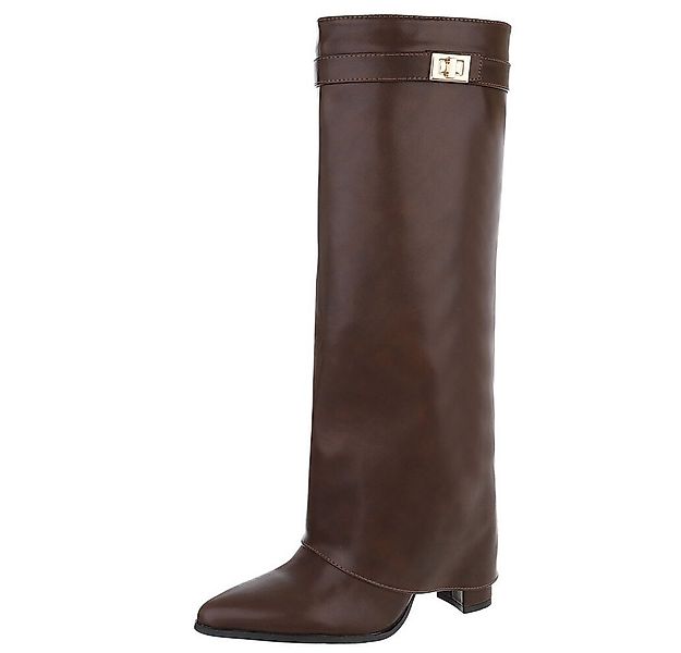 Ital-Design Elegante kniehohe Stiefelette mit Blockabsatz für Damen High-He günstig online kaufen