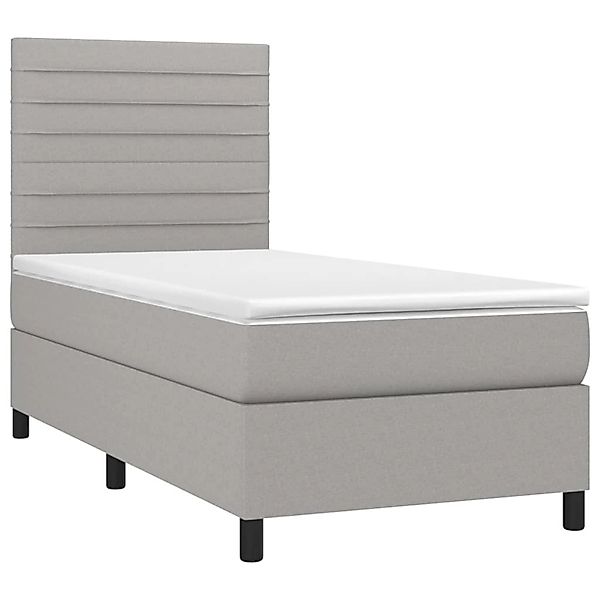 vidaXL Boxspringbett mit Matratze & LED Hellgrau 80x200 cm Stoff 3134909 günstig online kaufen