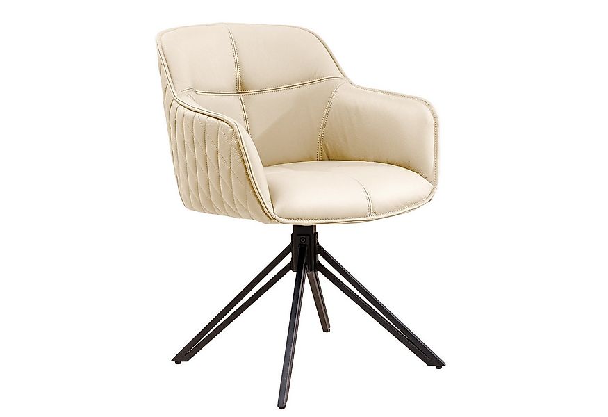 riess-ambiente Polsterstuhl EUPHORIA beige/schwarz – Echtleder, drehbar, Me günstig online kaufen