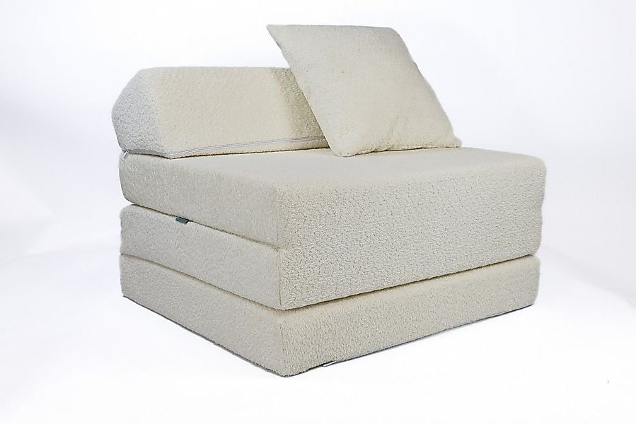 Klappmatratze Klappmatratze mit Kopfteil aus Teddy-Stoff (Boucl), FORTISLIN günstig online kaufen