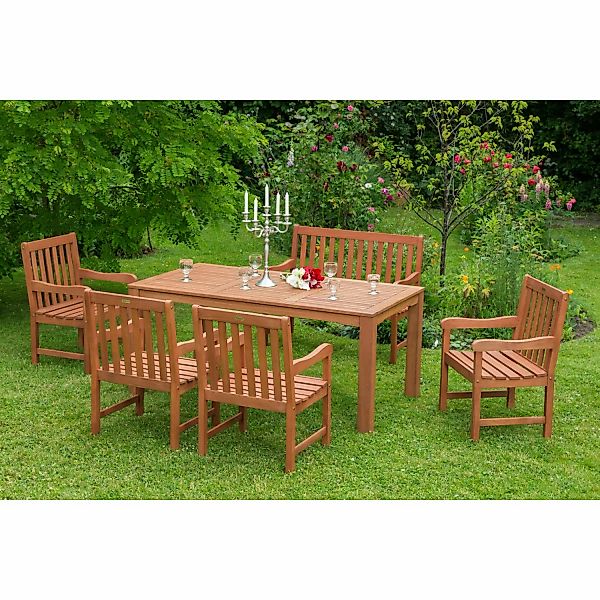 Gartenmöbel-Set Santos 6-tlg. Braun inkl. 2-Sitzer Bank günstig online kaufen