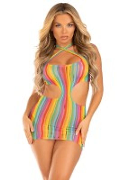 Regenbogenstreifen Crossover Minikleid günstig online kaufen