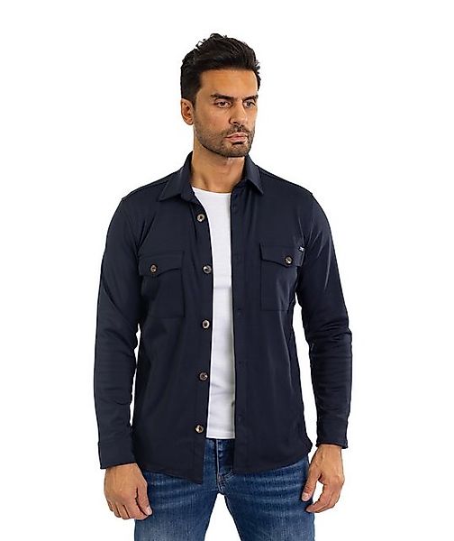 Denim Distriqt Langarmhemd Sportliches Herren Überhemd mit Elasthan Navy M günstig online kaufen