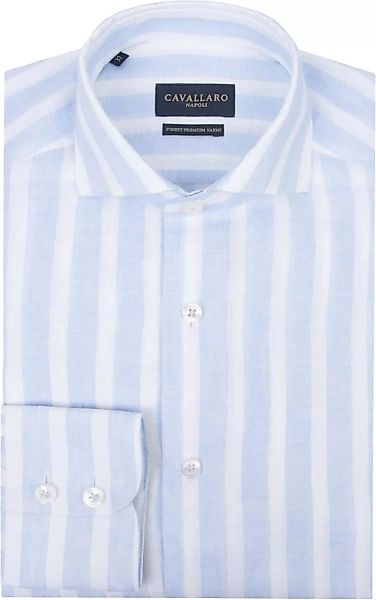 Cavallaro Trenso Hemd Leinen Streifen Hellblau - Größe 42 günstig online kaufen