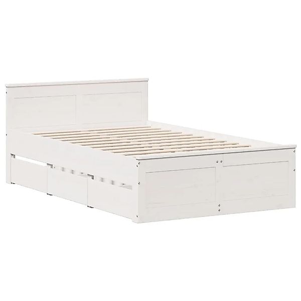 vidaXL Massivholzbett ohne Matratze mit Kopfteil Weiß 120x200cm Kiefer 3308 günstig online kaufen