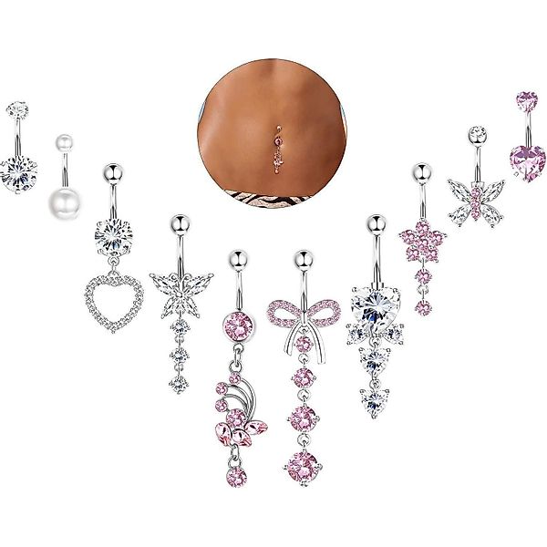 YADOCA Bauchnabelpiercing-Set 10Pcs 14G Bauchnabelpiercing Damen günstig online kaufen