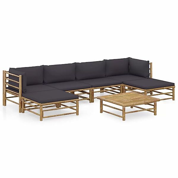 vidaXL 7-tlg Garten-Lounge-Set mit Dunkelgrauen Kissen Bambus Modell 3 günstig online kaufen