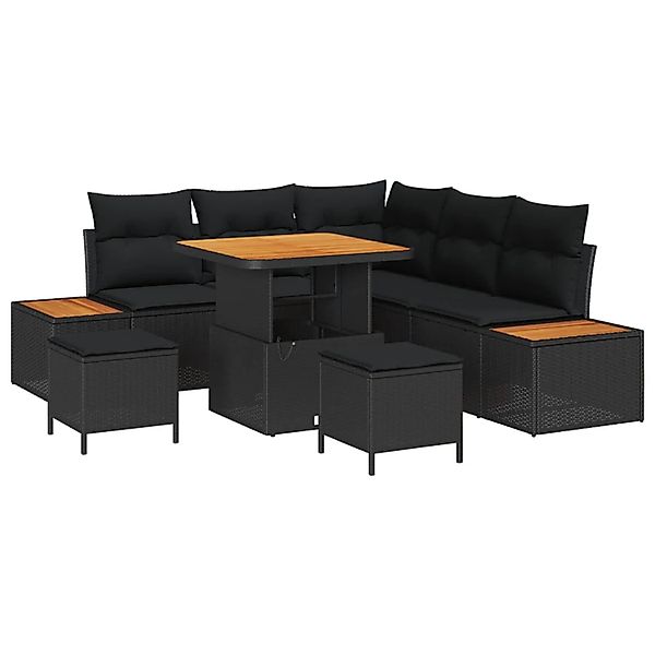 vidaXL Gartensofa-Set mit Kissen 8 Stk Schwarz Poly Rattan 3364859 günstig online kaufen