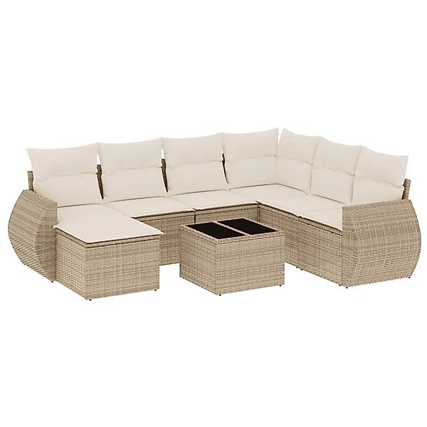 vidaXL 8-Tlg Garten-Sofagarnitur mit Kissen Beige Poly Rattan 3254045 günstig online kaufen