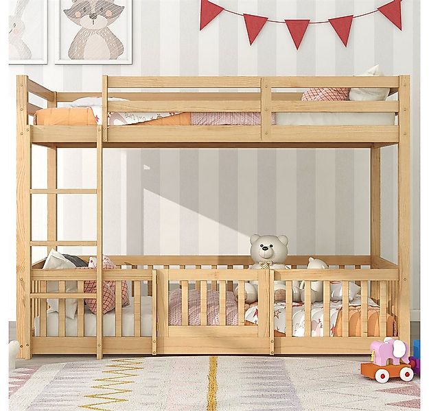 XDeer Etagenbett Etagenbett mit rechtwinkliger Treppe, Bett mit Zäune und T günstig online kaufen