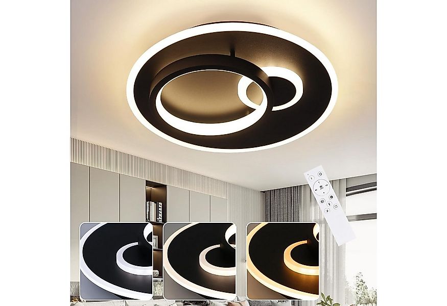 Nettlife LED Deckenleuchte Deckenleuchte Konzentrischer Trizirkel Schwarz, günstig online kaufen