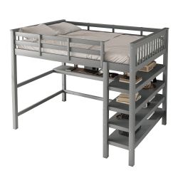 Flieks Hochbett Kiefernholzbett Kinderbett Lattenrost 140x200cm günstig online kaufen