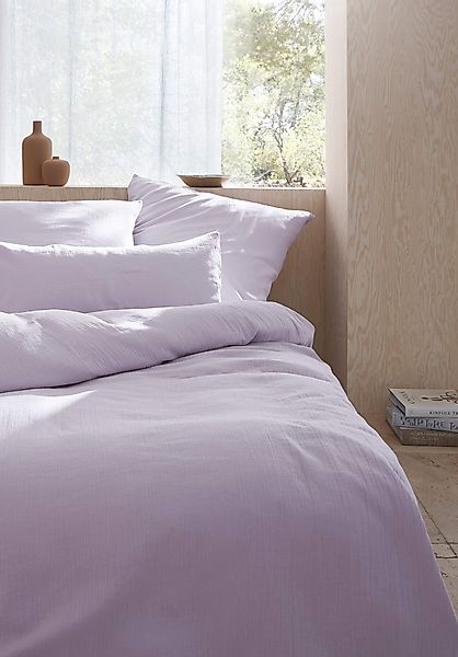 hessnatur Musselin Bettwäsche-Set aus Bio-Baumwolle - lila - Größe 155x220 günstig online kaufen