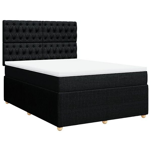 vidaXL Bett Boxspringbett mit Matratze Schwarz 160x200 cm Stoff günstig online kaufen