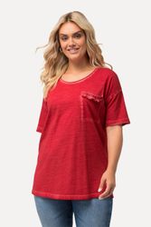Ulla Popken T-Shirt T-Shirt oversized Rüschen-Brusttasche günstig online kaufen