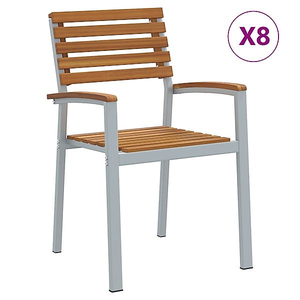 vidaXL Stapelbare Gartenstühle 8 Stück Massivholz Akazie und Metall 3284392 günstig online kaufen