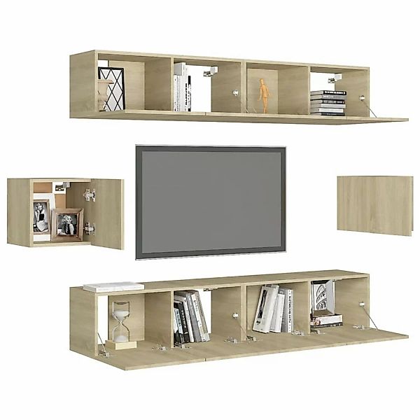 vidaXL TV-Schrank 6-tlg TV-Schrank-Set Sonoma Eiche Spanplatte TV-Konsole f günstig online kaufen