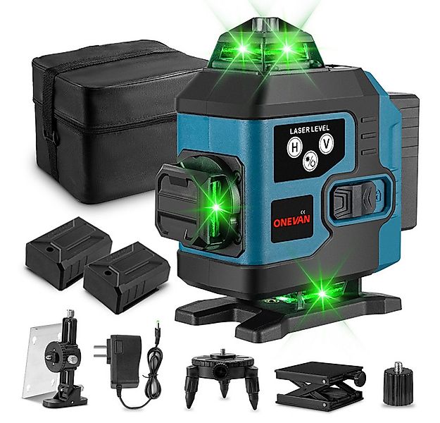 ONEVAN Laserwasserwaage Selbstnivellierend, 4D 16 Linien, 4 x 360° mit 2 Ak günstig online kaufen