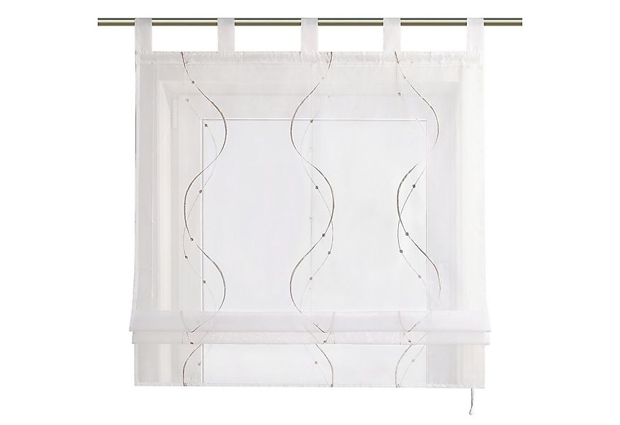 Joyswahl Raffrollo, mit Schlaufen, Ösenrollo Modern Bestickt für Küche Wohn günstig online kaufen