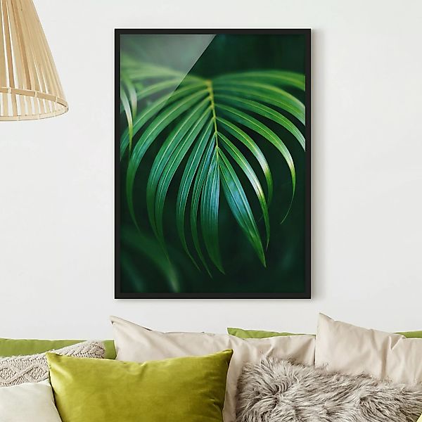 Bild mit Rahmen Blumen - Hochformat Palmenwedel günstig online kaufen
