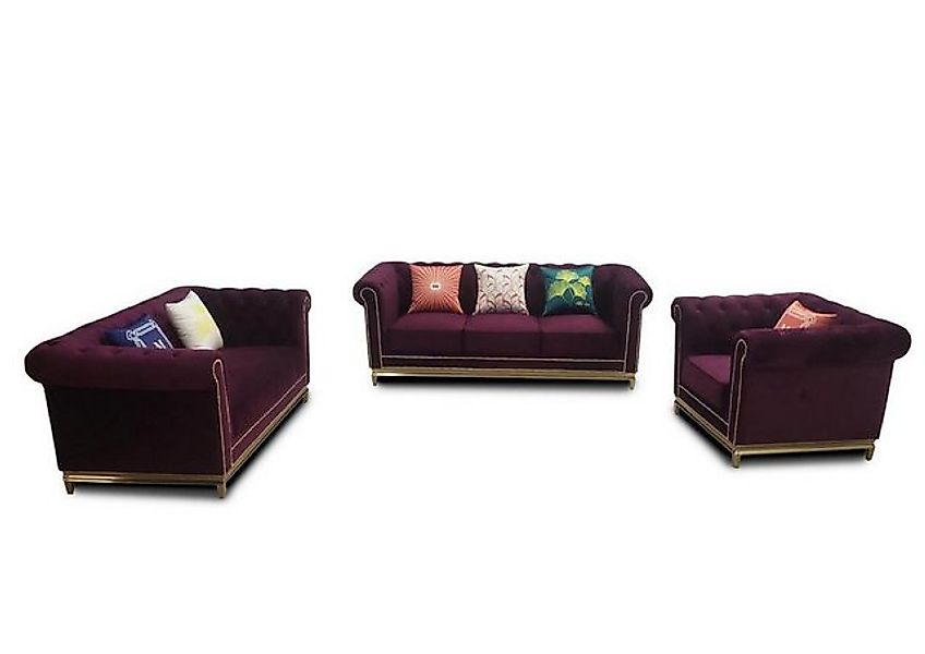 Xlmoebel Sofa Neue luxuriöse Chesterfield Wohnzimmer-Sitzgruppe mit Sofa-Se günstig online kaufen