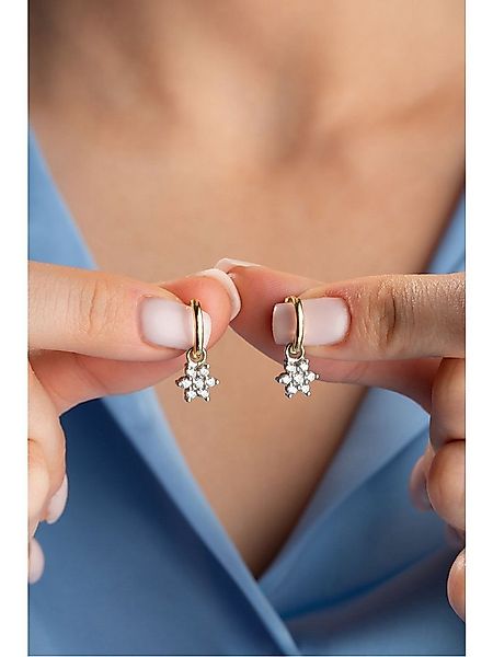 Nisan Ohrring-Set, 925 Sterling Silber Ohrringe, Creolen mit Zirkonia Blume günstig online kaufen