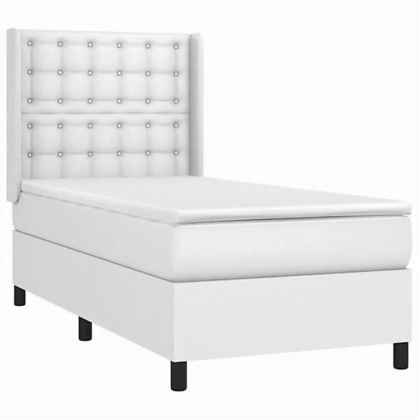 vidaXL Boxspringbett, Boxbett mit Matratze & LED Weiß 90x200 cm Kunstleder günstig online kaufen