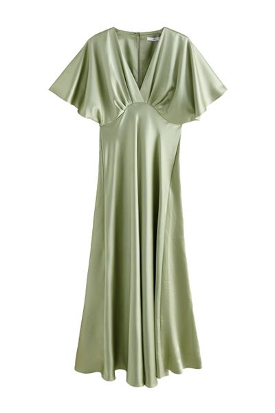 Next Satinkleid Langes Satin-Brautjungfernkleid mit Flatterärmeln günstig online kaufen