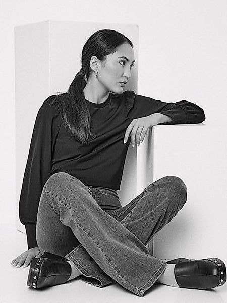 Object Langarmshirt Caroline (1-tlg) Drapiert/gerafft günstig online kaufen