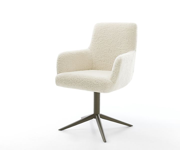Drehstuhl Heira-Flex mit Armlehnen Teddystoff Beige Fußkreuz Effektfinish T günstig online kaufen
