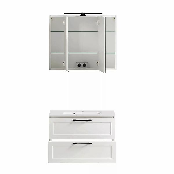 Held Möbel 2-tlg. Waschtisch-Set Padua 80 cm matt Weiß-Weiß günstig online kaufen