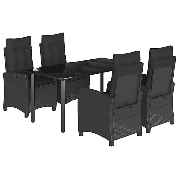 vidaXL 5-Tlg Garten-Essgruppe mit Kissen Schwarz Poly Rattan 3212756 günstig online kaufen