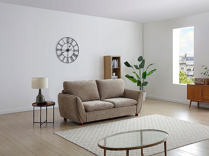 Sofa 3‑Sitzer – Stoff – Taupe – MENARDIA günstig online kaufen