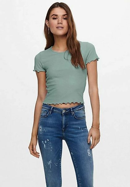 ONLY T-Shirt Geripptes Cropped T-Shirt Kurzes Rundhals Top Bauchfrei ONLEMM günstig online kaufen