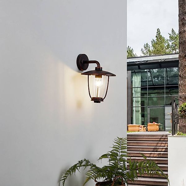Lindby Außenwandlampe Satish, kupferfarben, Eisen, 32 cm günstig online kaufen