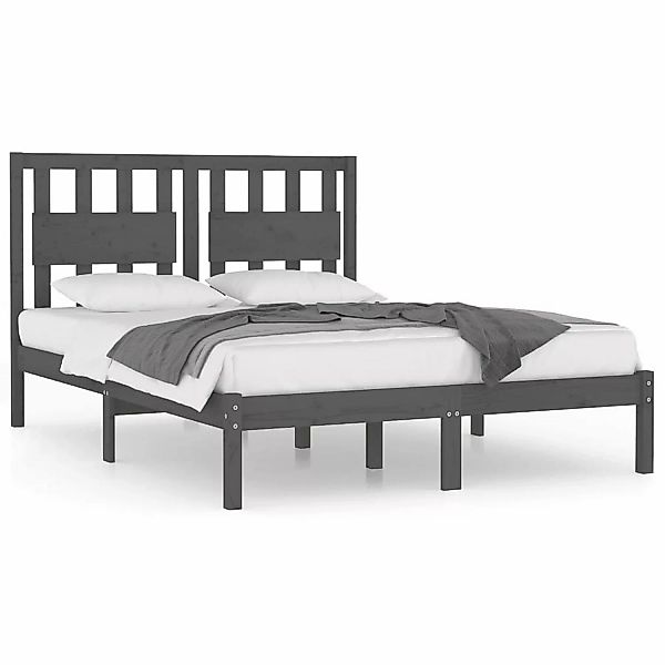 vidaXL Massivholzbett Grau Kiefer 200x200 cm1118274 günstig online kaufen