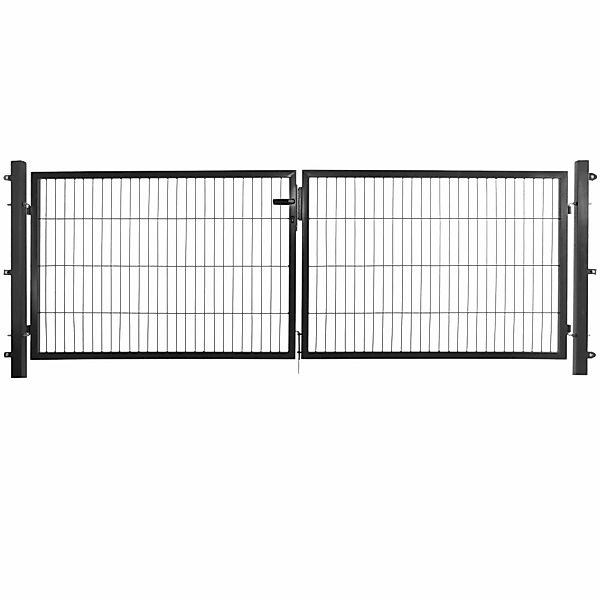 Doppeltor Basic für Doppelstabmattenzaun Anthrazit 300 cm x 100 cm günstig online kaufen