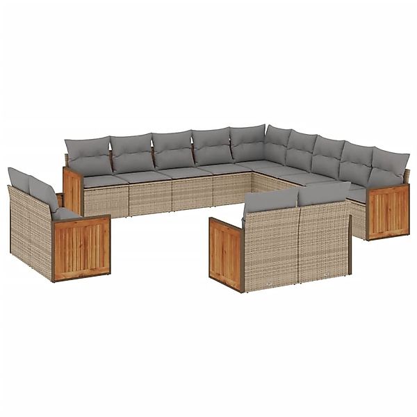 vidaXL 13-Tlg Garten-Sofagarnitur mit Kissen Beige Poly Rattan 3260610 günstig online kaufen
