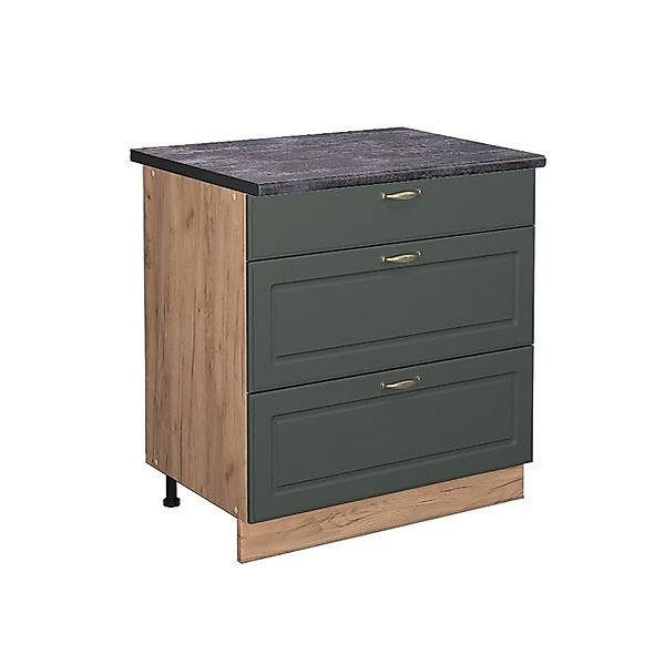 Vicco Küchenunterschrank Fame-Line Grün-Gold Landhaus/Goldkraft Eiche 80 cm günstig online kaufen