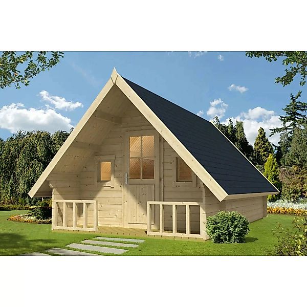 Alpholz Holz-Gartenhaus Campinghouse 44 Satteldach Unbehandelt 305 cm x 550 günstig online kaufen