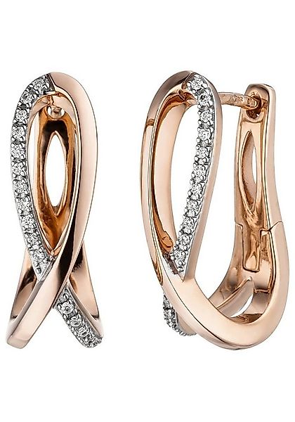JOBO Paar Creolen, 585 Roségold mit 34 Diamanten günstig online kaufen