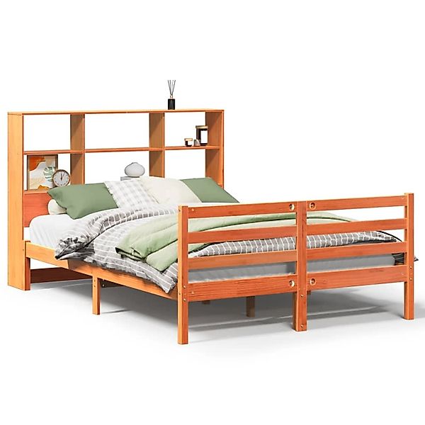 vidaXL Massivholzbett ohne Matratze Wachsbraun 135x190 cm Massivholz 332191 günstig online kaufen