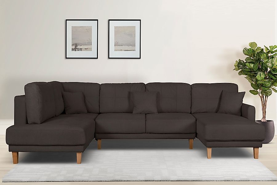 Home affaire Wohnlandschaft "TRIPLO U-Form wahlweise mit Schlaffunktion, B/ günstig online kaufen