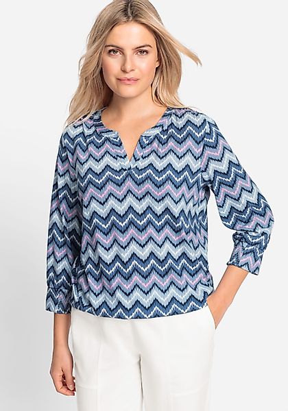 Olsen Rundhalsshirt (1-tlg) mit ikonischem Zick-Zack-Muster günstig online kaufen