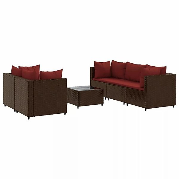 vidaXL 6-tlg Garten-Lounge-Set mit Kissen Braun Poly Rattan Modell 18 günstig online kaufen