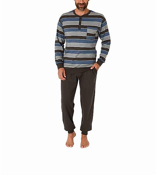 Normann Pyjama Warmer Herren Schlafanzug mit Bündchen in Kuschel Interlock günstig online kaufen